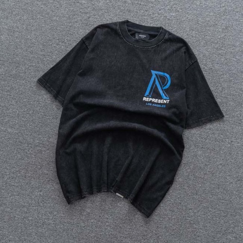 Represent Paris Blue Logo Print Short  Sleeves